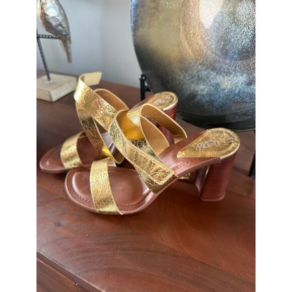 Franco Sarto Olinda Gold Strappy Heels - Picture 1 of 10